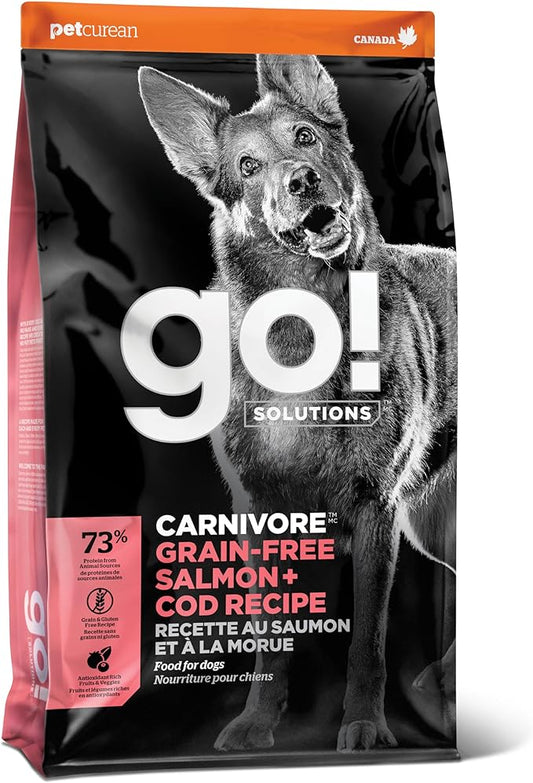 Go! Solutions Carnivore, Grain-Free, Protein Rich Dry Dog Food, Salmon and Cod Recipe, 12 lb Bag