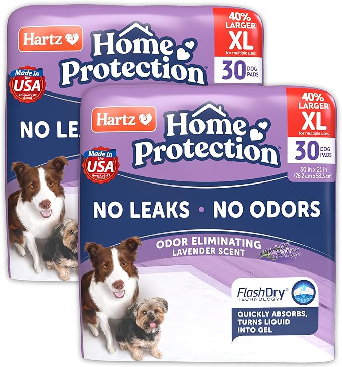 Hartz Home Protection Lavender Scented USA Made Dog Pads, XL 60 Count, Super Absorbent & Won't Leak, Odor Eliminating