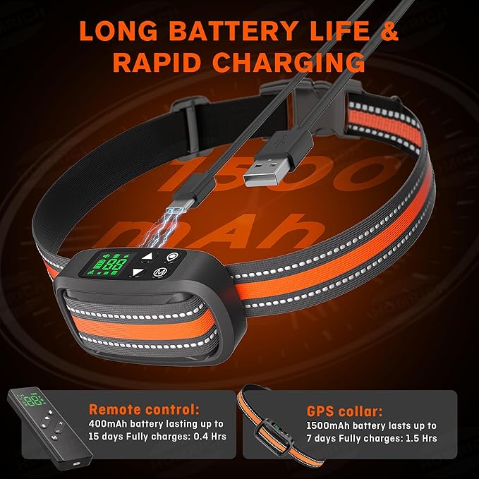 Homrich 2 in 1 GPS Wireless Dog Fence and Training Collar, IPX7 Waterproof Pet Containment and Behavior Training Fence Dog Collar for Medium to Large Dogs (Upgraded M10 Chip)