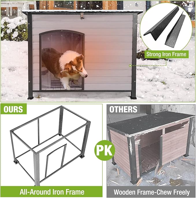 Insulation Dog House Outdoor Dog Kennle with Liner for Winter,Waterproof