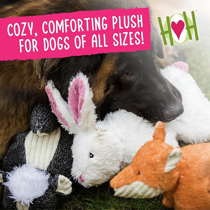 HuggleHounds Plush Dog Toy - Fuzzy Dog Toy, Soft Fleece, Interactive Durable Stuffed for Small and Large Breeds with Squeaker - Squooshie Skunk