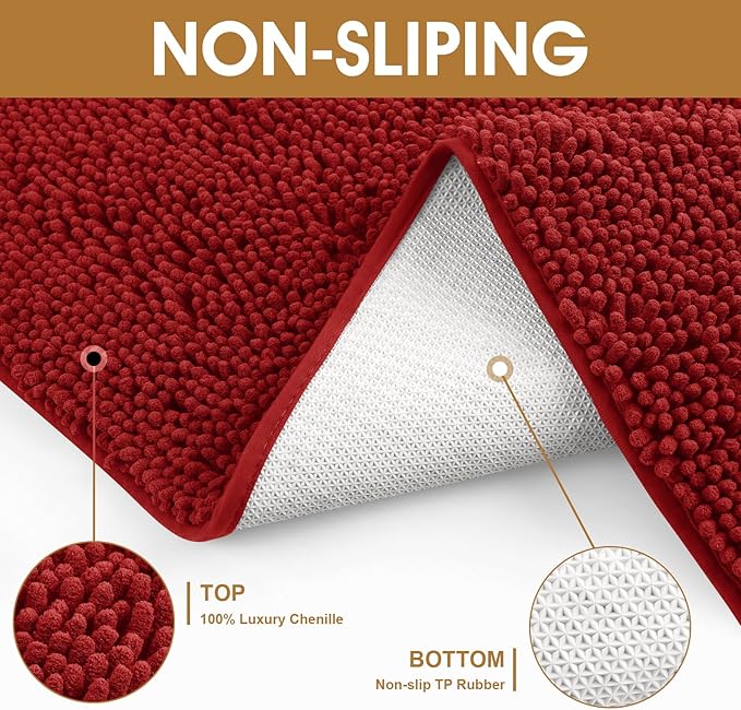 IM HOME Extra Large 71" x 25" Red Dog Door Mats for Muddy Paws, Chenille Absorbent Dog Mat, Non Slip Heavy Mud Mat for Dogs, Soft Pet Bed Mat for Entryway, Mud Paws, Inside Floor