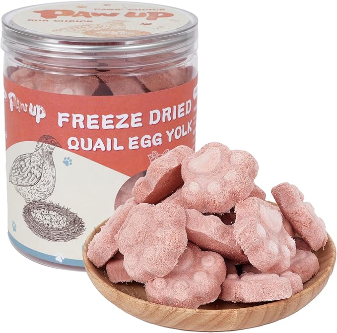 Freeze Dried Cat & Dog Treats, Natural Quail Egg Yolk, Rich in Antioxidants Cranberry Added, High-Protein Pet Snacks for Coat & Urinary Health, 3.5 oz