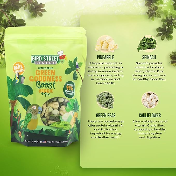 Green Goodness Bird Treats - Parrot & Parakeet Treats - Cockatiel & Conure Food