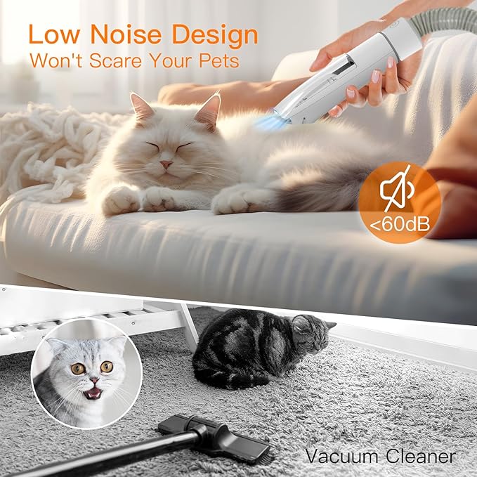 Dog Vacuum for Shedding Grooming, 12000pa Suction Dog Hair Vacuum, Dog Grooming Kit with 2l Dust Cup, Low Noise, 3 Levels, 5 Grooming Tools