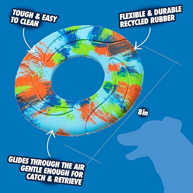 Chuckit! EcoFetch Flyer Rubber Dog Toy, Medium (8 Inch Diameter) Pack of 1, for Breeds 20-60 lbs