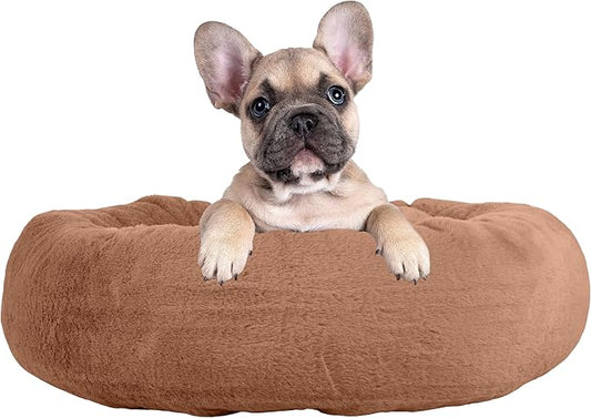 PETMAKER Dog Bed - Donut Pet Bed for Small Dogs - Dog Bed with Removable Washable Cover and Anti-Slip Bottom - Puppy Essentials (Beige)
