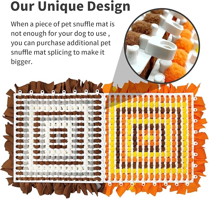 Pet Snuffle Mat for Dogs, Dog Feeding Mat, Nosework Training Mats for Foraging Instinct Interactive Puzzle Toys (Brown&Gray&White)
