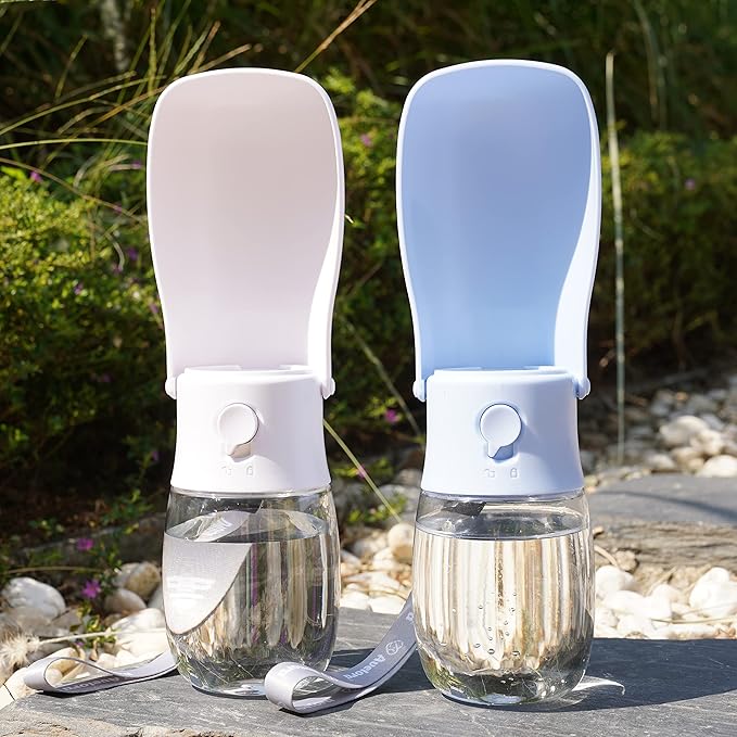 Foldable Dog Water Bottle, Portable Dog Water Dispenser, Outdoor Pet Water Bottle for Cat, Puppy, Walking, Hiking, Travel. Dishwasher Safe, 10oz