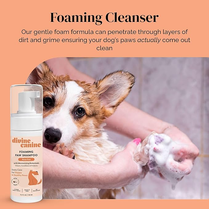 Foam Dog Paw Cleaner - 1.7 Fl Oz of Alcohol Free Foaming Paw Sanitizer Spritz - Made with Coconut, Aloe, Copaiba Oil, and Lemongrass Oil to Nourish and Clean Paws - Made in The USA