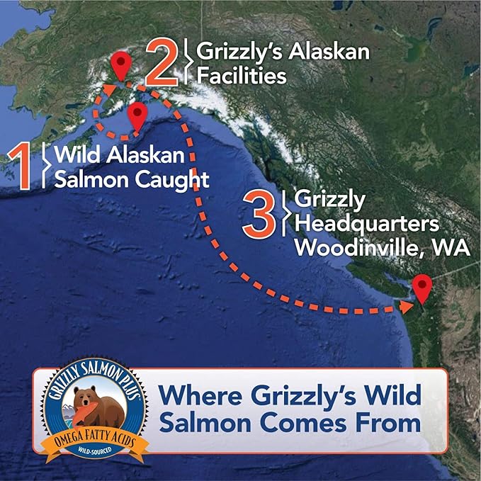 Grizzly Pet Products Salmon Plus Omega 3-6-9 Food Supplement for Dogs and Cats, 8 Ounce