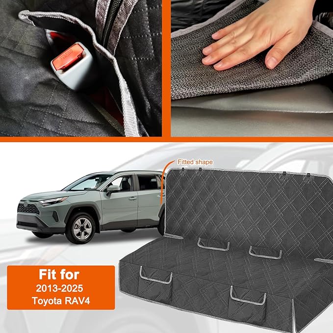Dog Car Seat Cover Compatible with 2013-2025 Toyota RAV4, Waterproof Pet Bench Seat Cover for Back Seat, 600D Heavy Duty Scratch Proof Nonslip Truck Seat Covers for Dogs