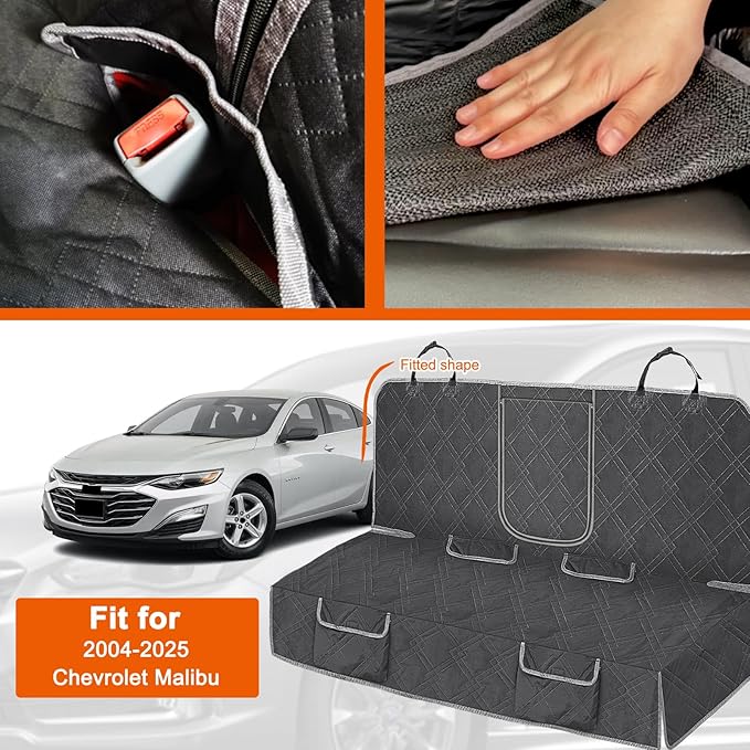 Dog Car Seat Cover Compatible with Chevy Malibu 2004-2025, Waterproof Pet Bench Seat Cover for Back Seat, 600D Heavy Duty Scratch Proof Nonslip Truck Seat Covers for Dogs