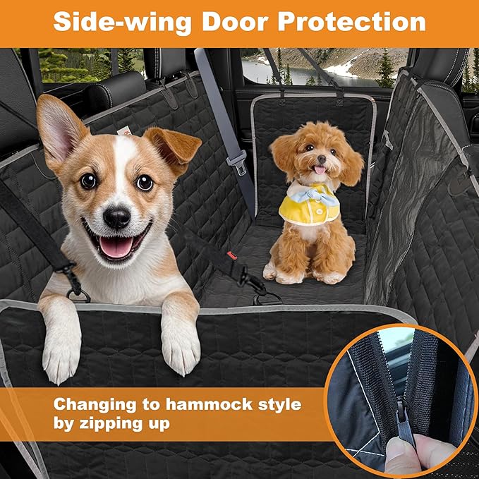 Dog Hammock for Truck,Dog Car Seat Cover for Back Seat, Waterproof Seat Cover for Trucks with Mesh Window,Backseat Cover for Dogs in Car for F150/RAM1500/Sierra/Silverado