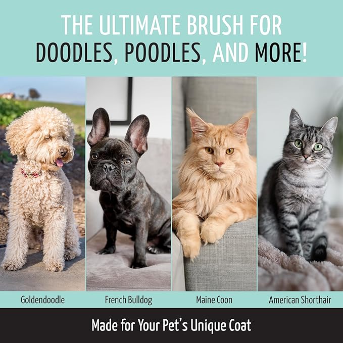 Tauro Pro Line Plastic Long & Short Hair Slicker Dog Brush for Deshedding & Detangling - Mint Slicker Brush for Dog & Cat Grooming - 0.43″ Pins, Flexible Cushion & Non-Slip Grip