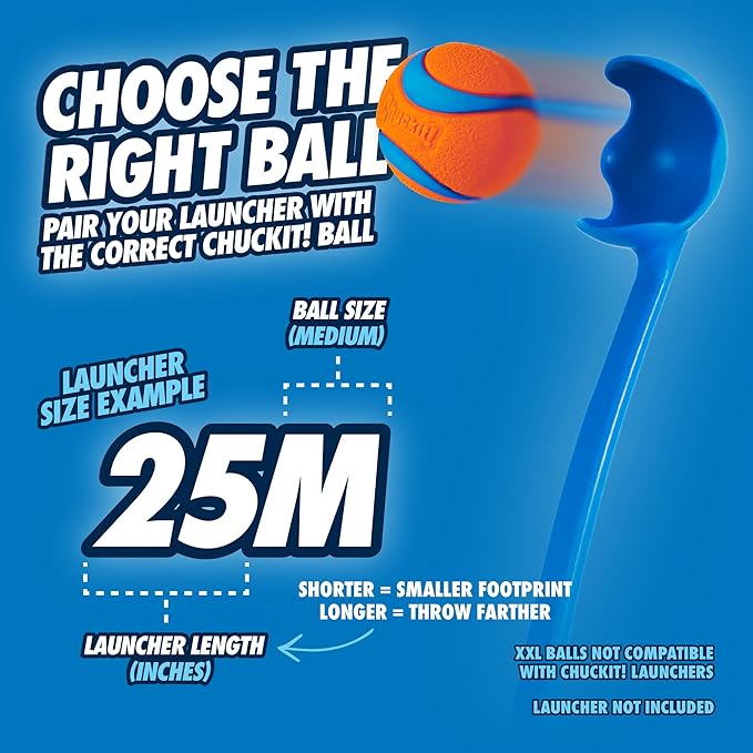 Chuckit Pro Fetch Toy Ball Launcher For Dogs; Compatible With Any Medium Chuckit! Medium Size 25 Inch + Glow Ball