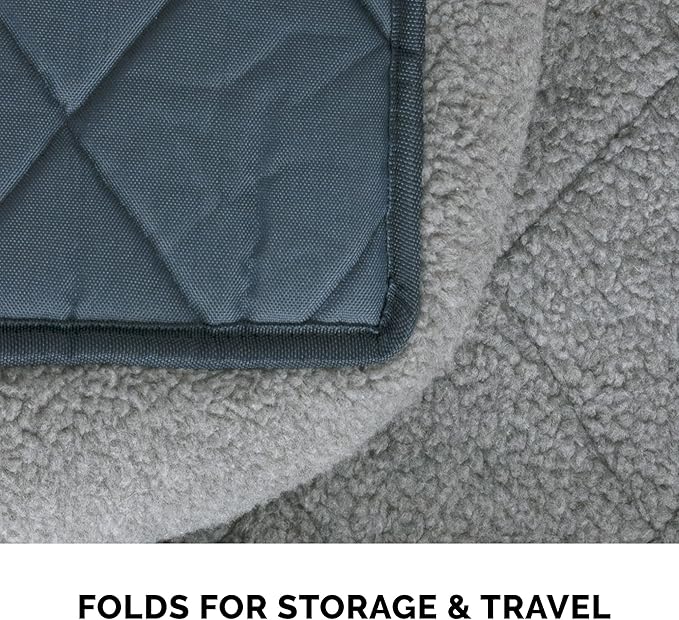 Furhaven Dog Bed for Extra Small Dogs & Indoor Cats, 100% Washable, Sized to Fit Crates - Sherpa Fleece Bolster Crate Pad - Gray, Extra Small