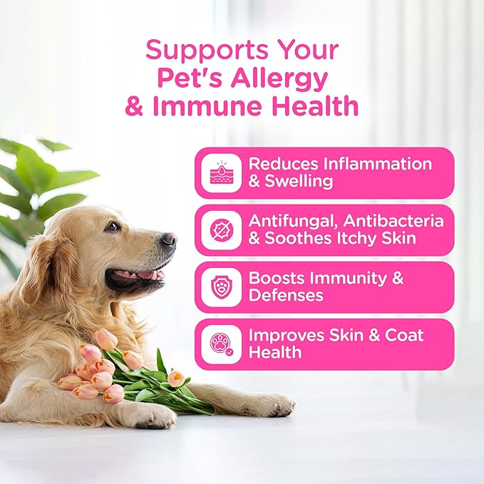 Itch & Immunity Treats – Dog Itchy Skin Relief for Paws, Skin, Eyes & Ears – Reduces Scratching & Licking – Seasonal Allergy Support for Any Dog Size (120 Count)