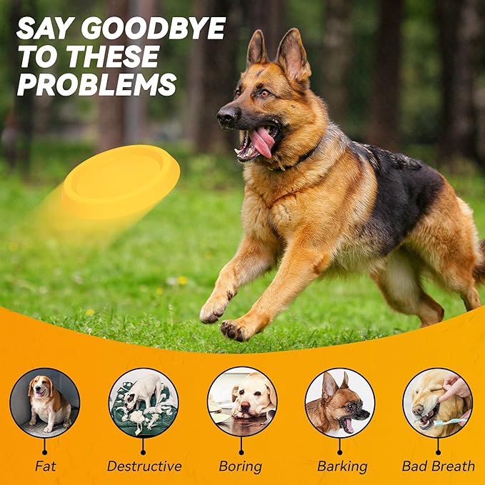 Dog Discs Toy, Durable Flying Discs for Throwing Catching, Durable for Aggressive Chewers, Water Floating Dog Toys, Swimming Training, Medium Large Breeds, Yellow