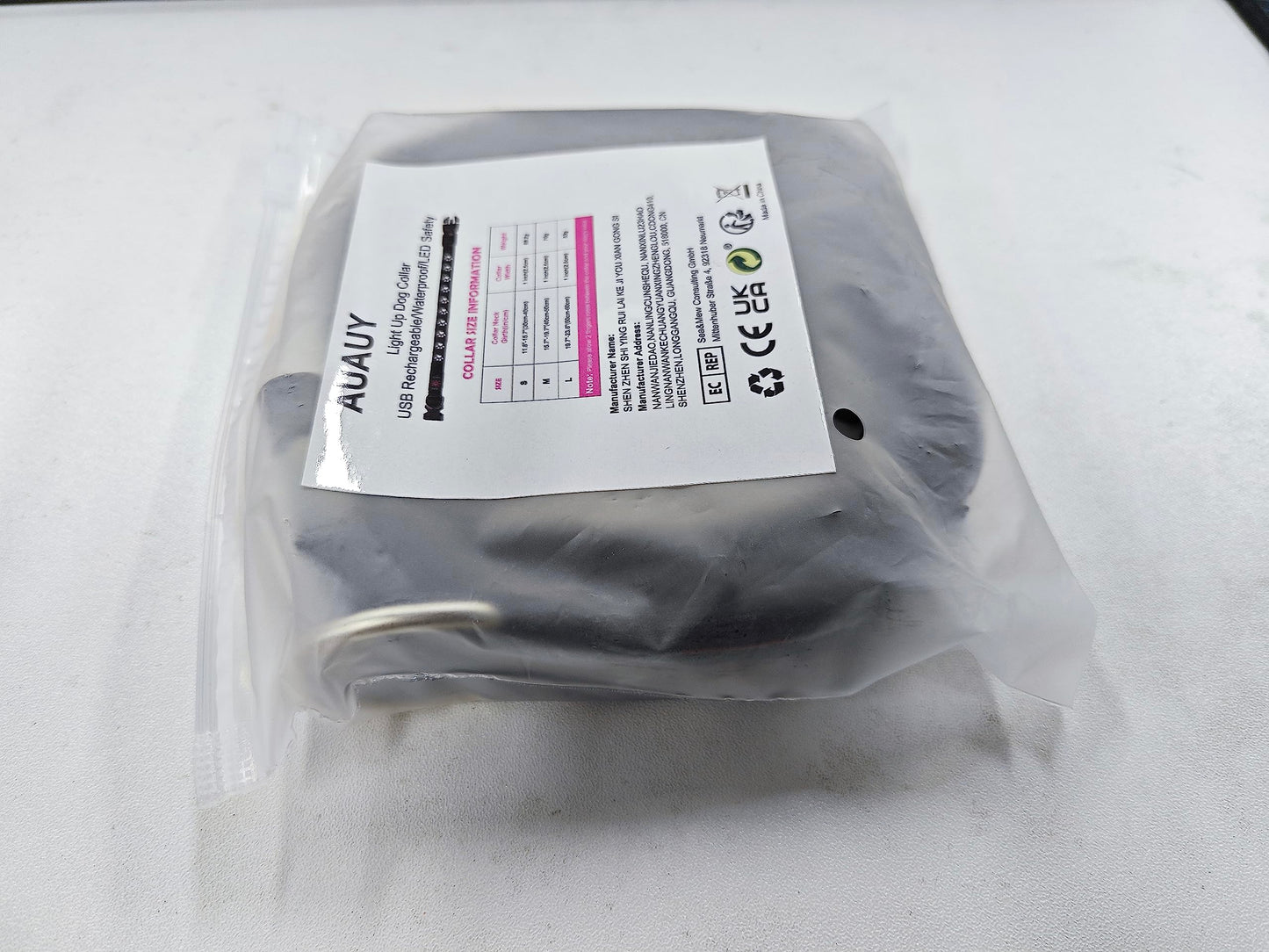 AUAUY Light Up Dog Collar, LED Dog Collar Light USB Rechargeable, Waterproof Flashing PVC Leather Adjustable Glowing Super Bright Dog Light Up Collar for The Dark for Small Medium Large Dogs (Pink-S)