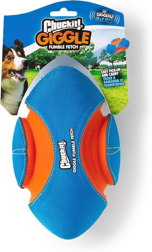 Chuckit! Giggle Fumble Fetch Ball Dog Toy (7.9 Inch Diameter) Giggle Sounds Dog Toy (No Batteries Required), for All Breeds