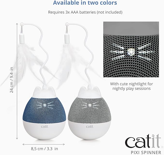 Catit PIXI Spinner, Treat Dispensing Cat Toy, Silver