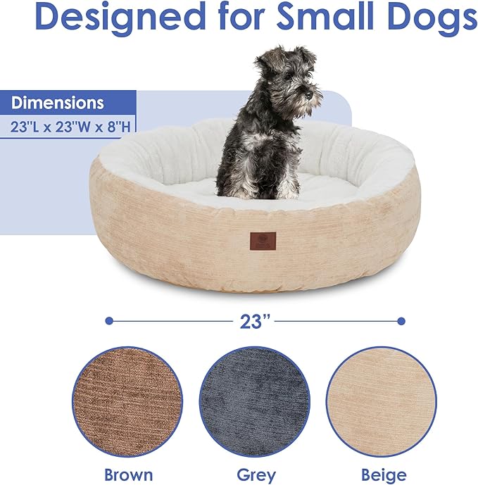 AMERICAN KENNEL CLUB 25" Mason Fabric Round Pet Bed - Stylish Washable Dog Bed with Non-Slip Bottom, Plush Sleeping Surface - for Cats, Medium Breeds