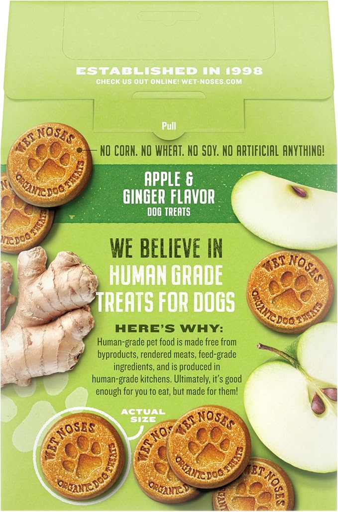 Grain-Free Organic Crunchy Dog Treats – for All Pet Sizes, Breeds – All-Natural Puppy Treat – 100% Human-Grade – Delicious Snacks for Dogs – 14 Oz., Grain Free - Apple Ginger, 2 X 14oz Box