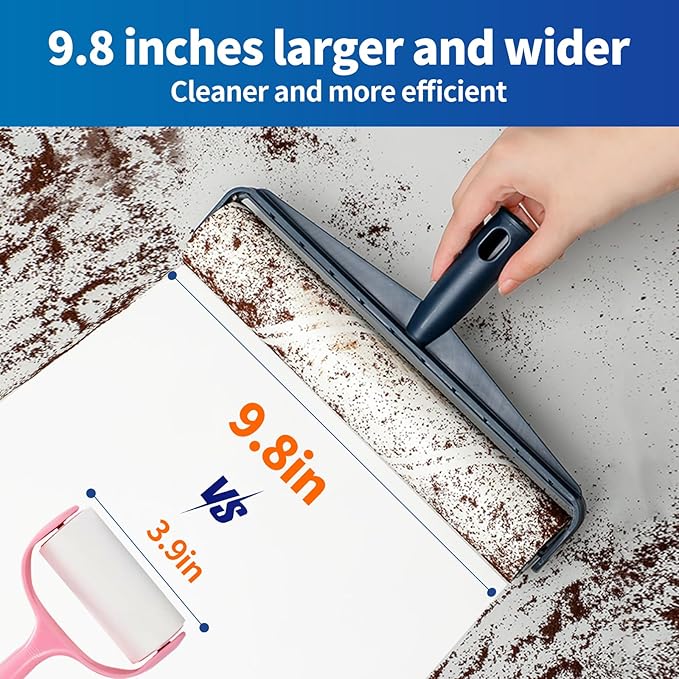 Floor Lint Rollers for Pet Hair Extra Sticky Mop，9.84in with 51.2in Long Handle Large Lint Remover Roller for Carpet Cleaner Cars, Clothing, and Pet Hair Picker from Floors