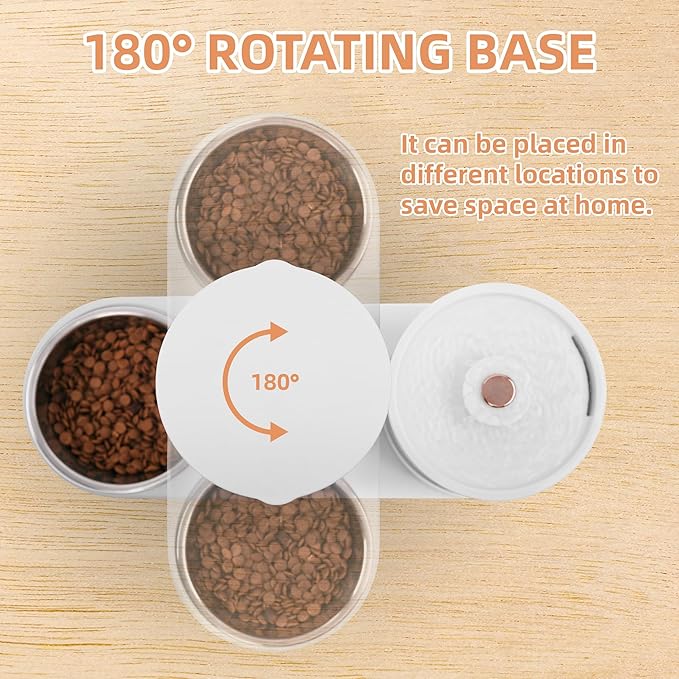 Automatic Water Fountain and Gravity Pet Feeder for Cat,Large Capacity Feeder Set, with Pet Hair Filter and Stainless Steel Bowl, Ideal for Puppies,Cats,Small to Medium Dogs,Rabbits