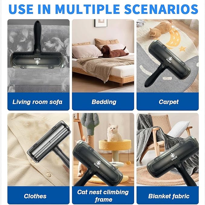 Skyana Pet Hair Roller Brush, Reusable Fur Removal Tool,Self-Cleaning Lint Roller for Dogs and Cats.Hair Removal for Fourniture,Couch,Carpet,Clothing,and Bedding (Black)