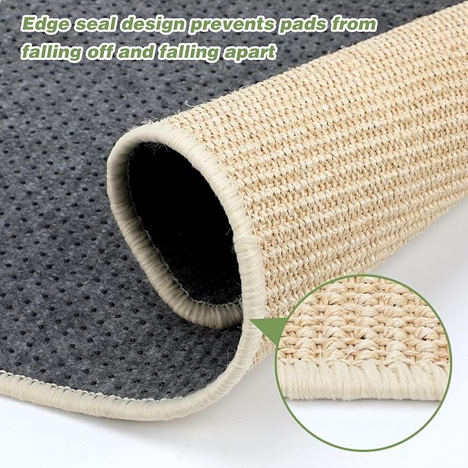 FHTONGE 2 Pcs Sisal Rabbit Scratching Mats for Cage Bedding, Bunny Scratch Pads Rabbit Mats with Non-Slip Base, Rabbits Chew Toys Grass Mats for Claws Teeth Grinding Biting Sleeping Nesting Cooling