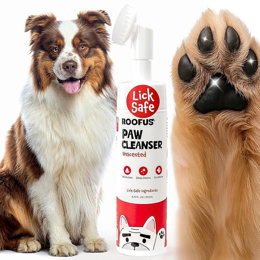 Paw Cleanser - Gentle, Unscented Foaming Cleanser with Built-in-Brush - No-Rinse Paw Cleaner for Dogs and Cats - Paw Cleaner for Repairing & Restoring Cracked Paws - 5.07 fl oz