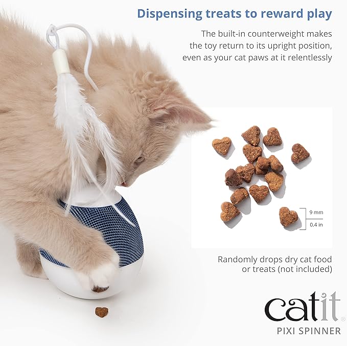 Catit PIXI Spinner, Treat Dispensing Cat Toy, Silver