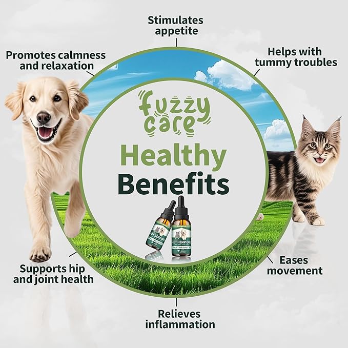 Hemp Oil for Dogs & Cats, Anxiety & Stress Relief Drops with Omega 3-6-9,Hemp Oil Helps with Pain, Stress, Sleep, Arthritis, Seizures Support, Calming Pet Supplement for Small & Large Pets