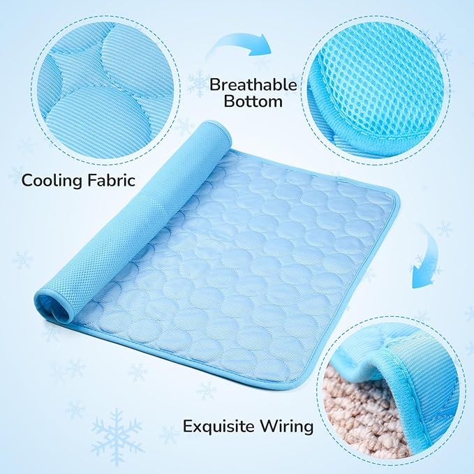 awrose Dog Cooling Mat, Summer Self Cool Pet Cooling Blanket for Dogs Cats, Easy Washable Foldable Dog Cool Pad for Crate, Bed, Floor, Car Seats, Lawns, Indoor, Outdoor