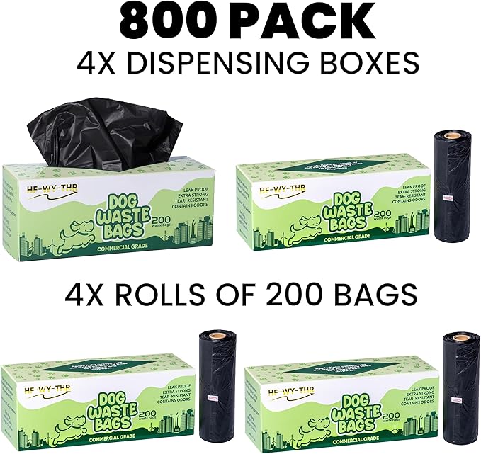 Large, Strong, Leak-proof Dog Waste Bags - 800 Count, 15 Pound Capacity, Opaque, Black Color, Ideal for Indoors and Outdoors