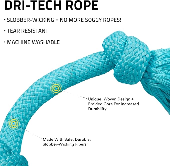 Playology Rope Toys for Dogs | Tug of War Dog Toy for Aggressive Chewers | Peanut Butter/Beef Scented Dog Toys | Medium Rope Toy for Interactive Play