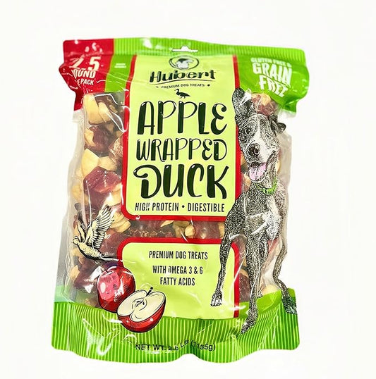 Hubert Pet Gourmet Duck Wrapped Apple Bites: Healthy & Natural Training Snacks, Ideal for All Dog Sizes, Low Fat, High-Protein, 2.5 lbs Super Value Pack