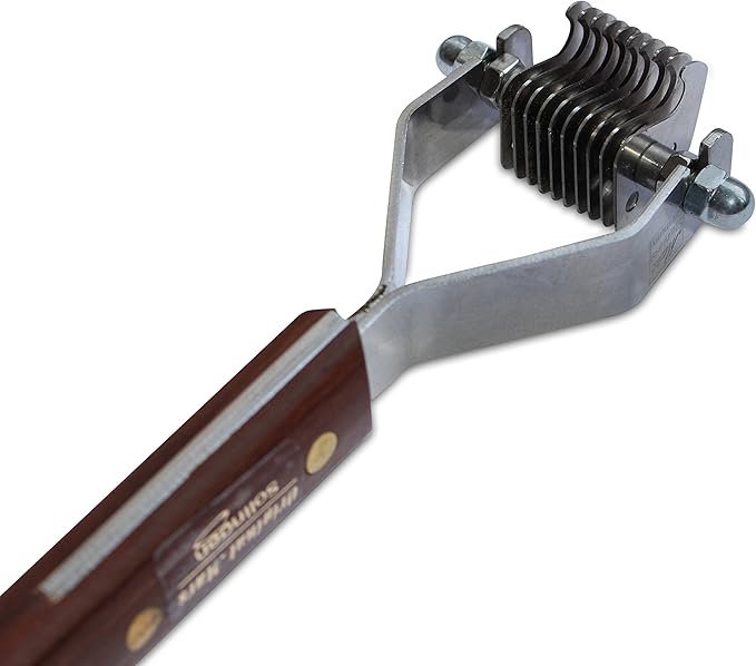 Mars Coat King Mini Dematting Undercoat Grooming Rake Stripper Tool and Detailing Body Work for Dogs and Cats, Stainless Steel with Wooden Handle, Made in Germany, 10-Blade Fine