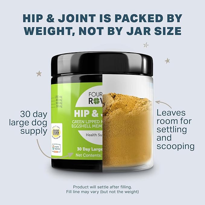 Hip & Joint - Mobility & Joint Support with Glucosamine and Chondroitin for Dogs, 2.4 oz - 22 to 60 Day Supply, Depending on Dog’s Weight - Vet Formulated - Easy to Mix - Delicious