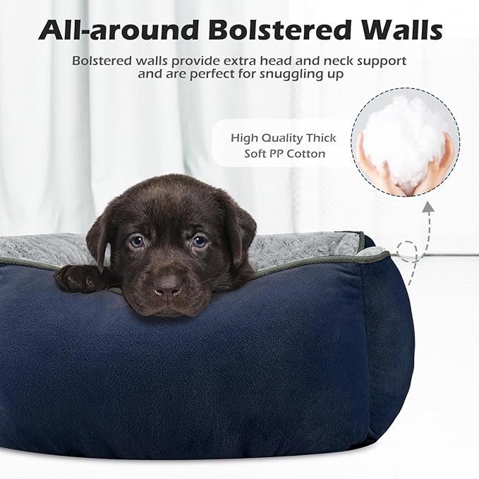 INVENHO Medium Dog Bed Rectangle Washable Orthopedic Soft Calming Sleeping Durable Pet Cuddler with Anti-Slip Bottom