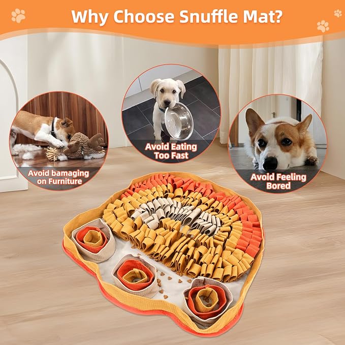 Yellow Snuffle Mat for Pet Feeding - Interactive Puzzle Toy for Training and Stress Relief - Encourages Natural Foraging Skills - Non-Slip, Portable, Durable