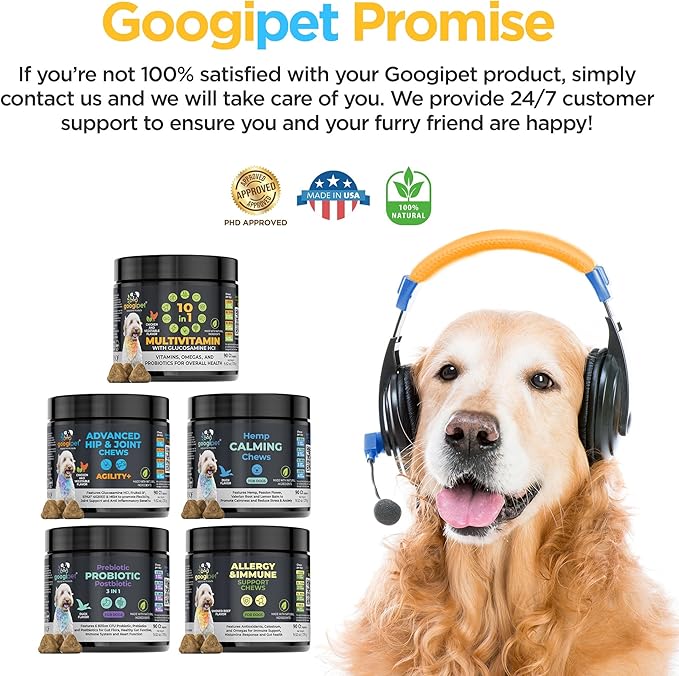 Googipet Hip and Joint Supplement for Dogs - Glucosamine for Dogs – Soft Chews w/Green Lipped Mussels, Turmeric, & Collagen for Arthritis & Mobility for All Ages & Breeds