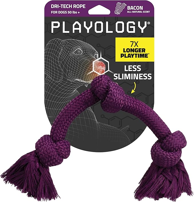 Playology Rope Toys for Dogs | Tug of War Dog Toy for Aggressive Chewers | Bacon Scented Dog Toys | Jumbo Rope Toy for Interactive Play