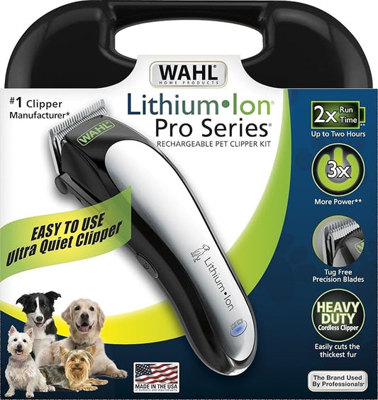 Wahl USA Lithium Ion Pro Series Cordless Animal Clippers – Rechargeable, Heavy-Duty, Electric Dog & Cat Grooming Kit for Small & Large Breeds with Thick to Heavy Coats – Model 9766