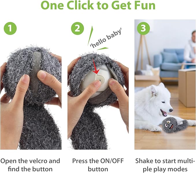 PETGEEK Interactive Dog Ball Toy, Automatic Dog Toys with Music and Recording, Rechargeable Vibrating Dogs Ball for Small/Medium/Large Sizes, Enrichment Toy for Doggy to Keep Them Busy (Brown)