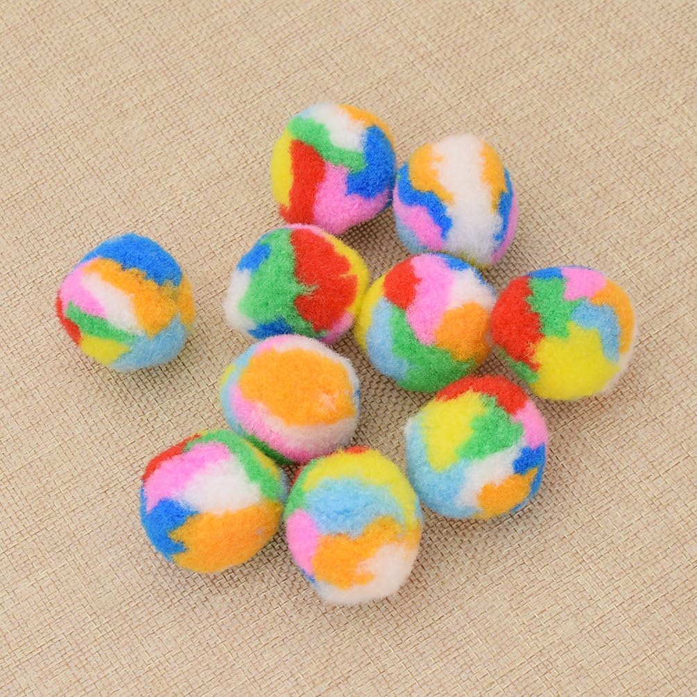 10Pcs Small Assorted Color Kitty Yarn Puffs Cat Toys Cat Chase Balls 1.37" Diameter