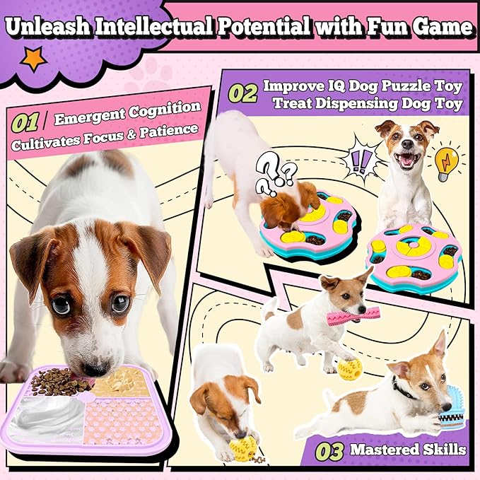 PETCARE 9 PCS Interactive Enrichment Dog Puzzle Toy Set, Mentally Stimulating Cognitive Dogs Toys for Small Medium Smart Dogs Cat, Includes Treat Dispensing Dog Toys, Lick Mat, Puppy Teething Chew Toy