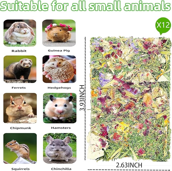 Rabbit Toys 20pcs 2 IN 1 Bunny Crisp Treat Guinea Pig Chew Snack for Cleaning Teeth Enrichment Timothy Hay Chips Hamsters Molar Food For Chinchilla Gerbil Rat Indoor Dental Care Boredom (8+12)